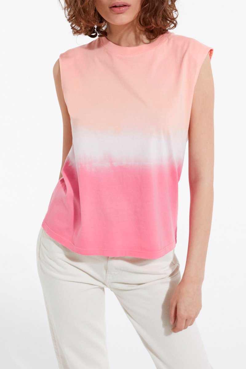 Débardeur dip and dye - Corail et rose