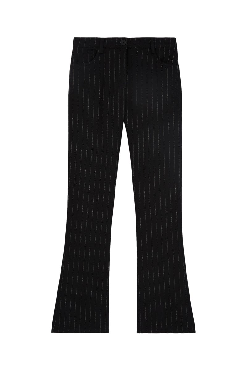 Pantalon bootcut en laine - Noir et Ecru