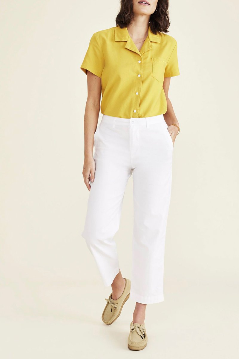 Chino droit en lin - Blanc