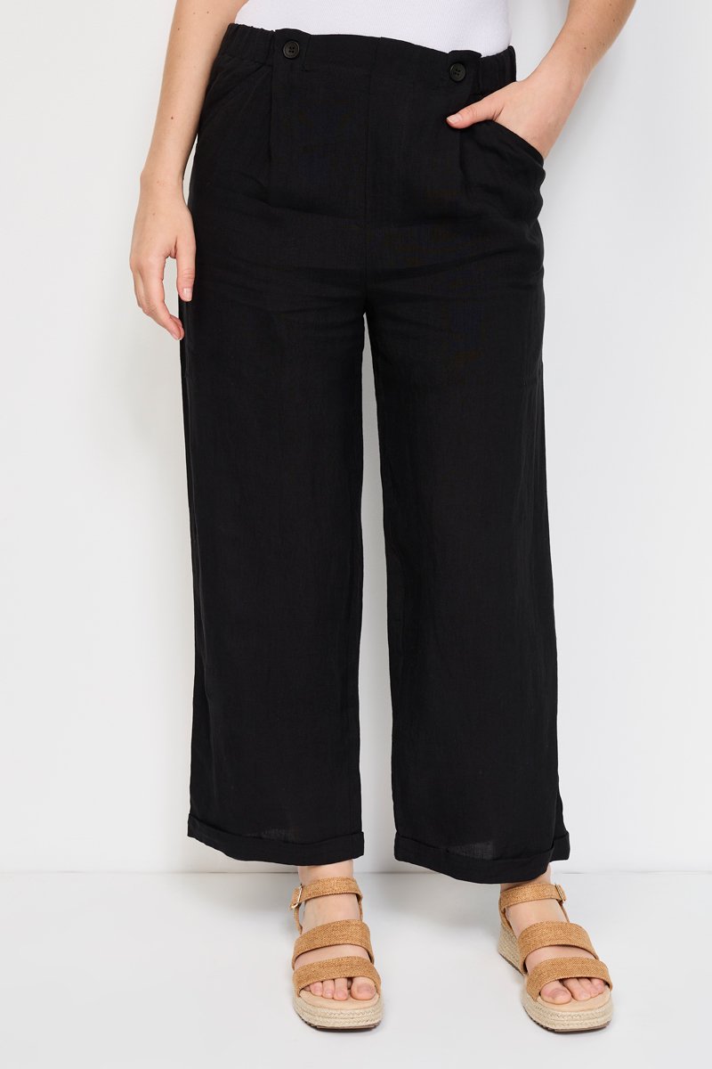 Pantalon en lin - Noir - 100% lin