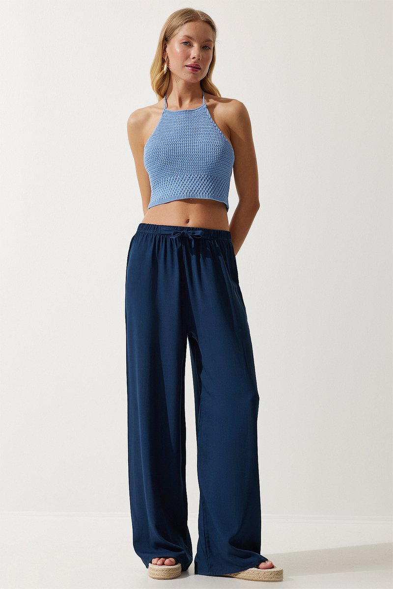 Pantalon palazzo - Bleu marine