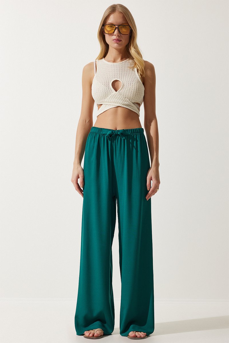 Pantalon palazzo - Vert