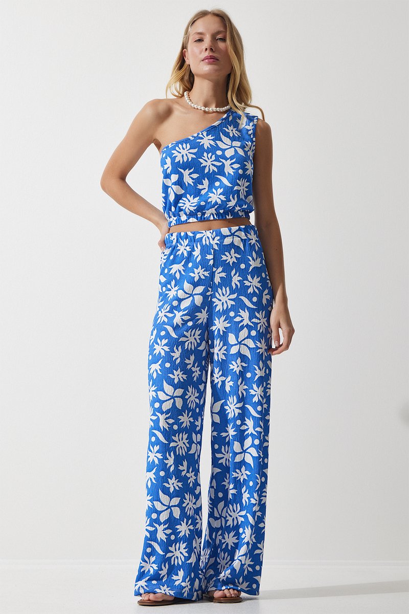 Crop top et pantalon palazzo - Bleu