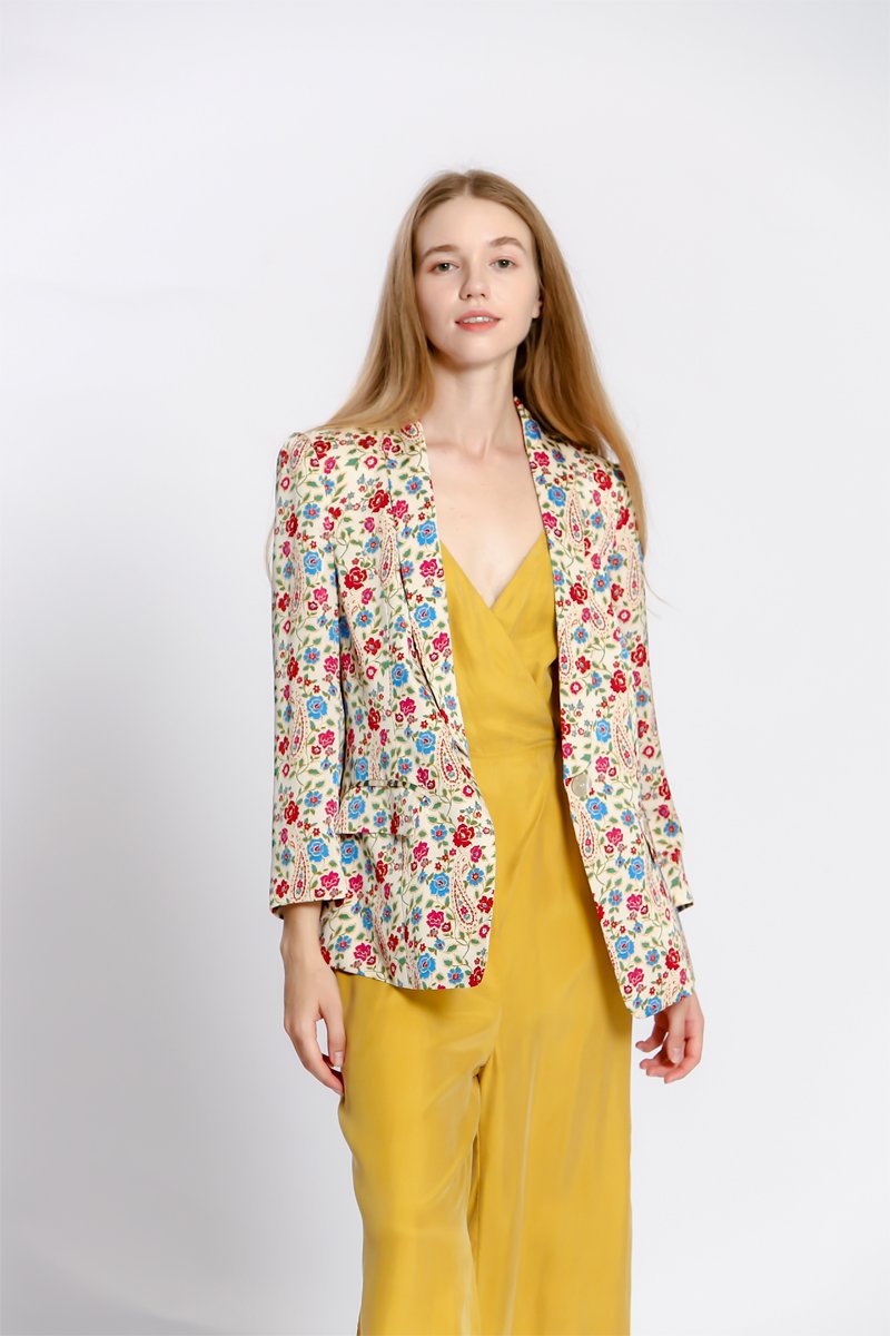 Veste fleurie - Beige