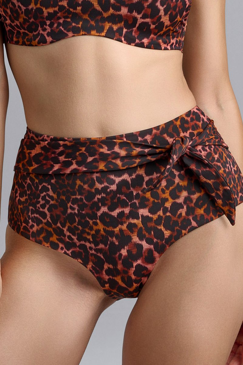 Bas de maillot - Culotte taille haute - Brun