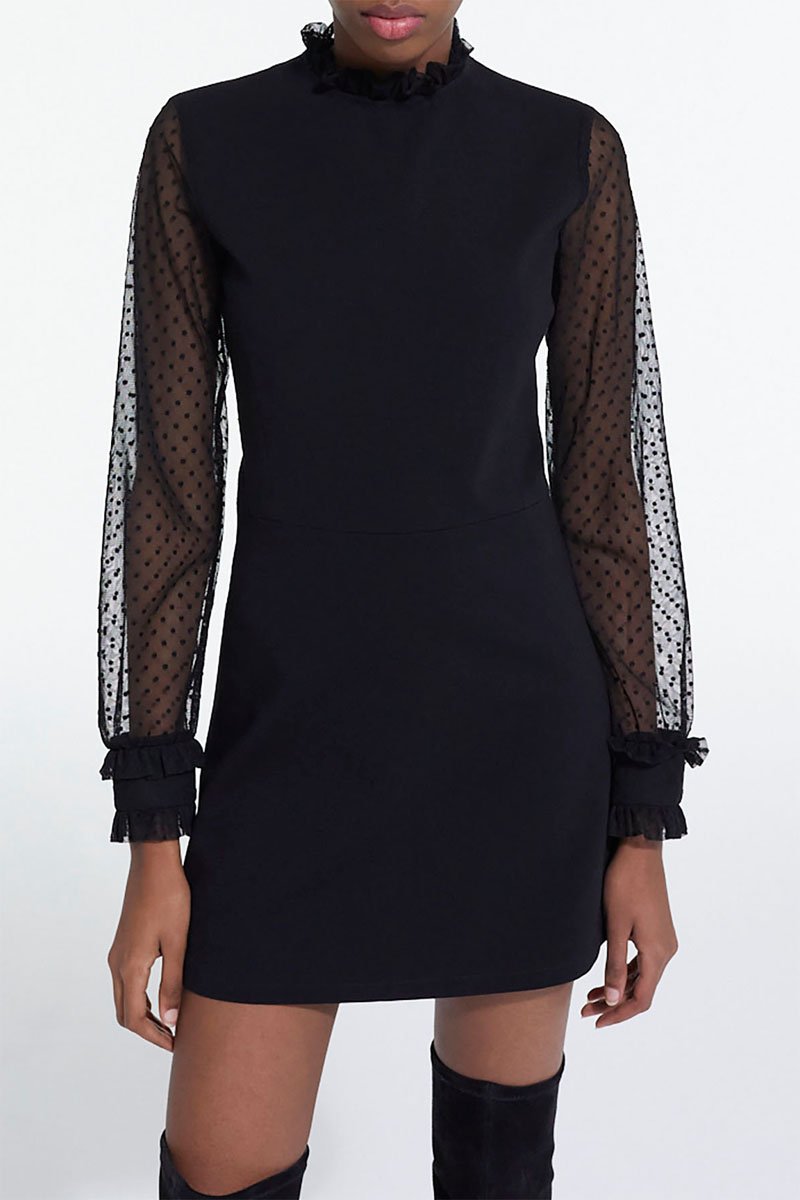 Robe bi-matière - Noir