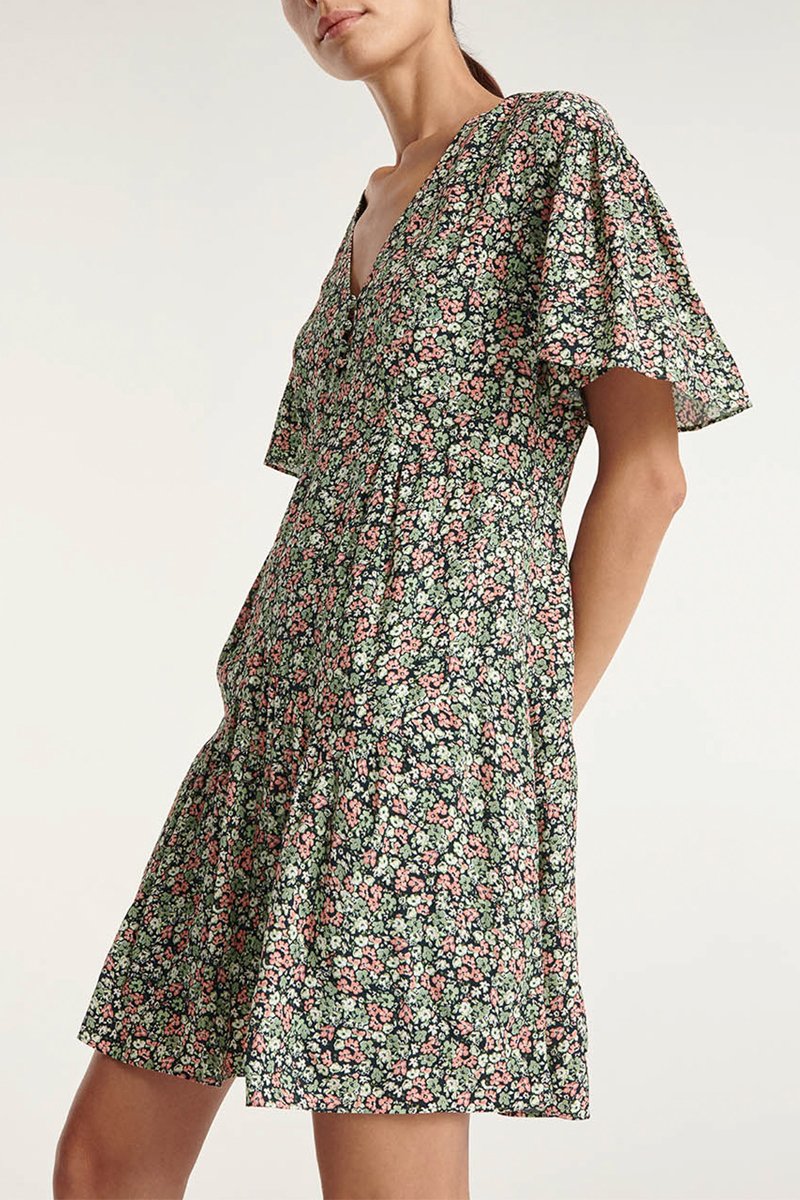 Robe patineuse - Vert clair et rose