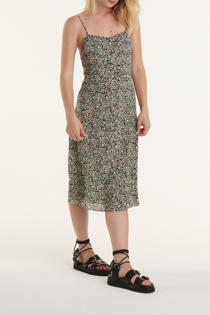 Robe droite - Vert clair et rose