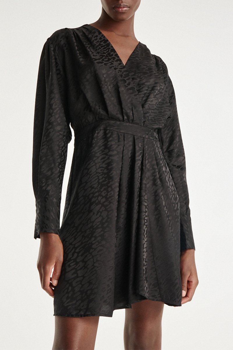 Robe patineuse en soie - Noir