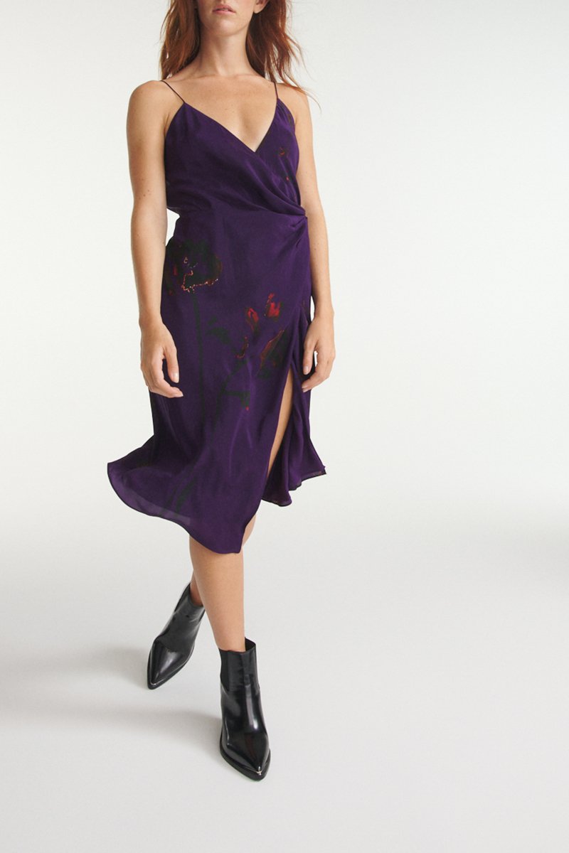 Robe midi en soie - Violet