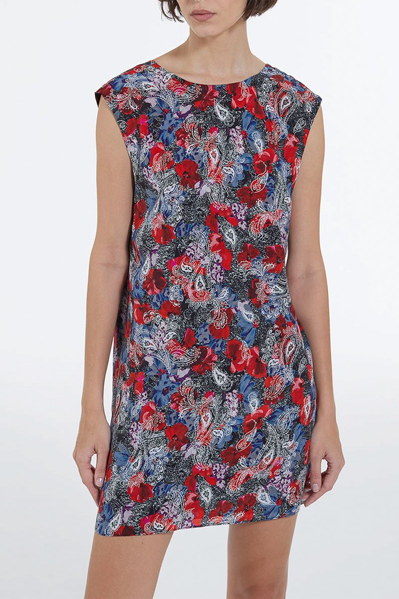 Robe droite en soie - Rouge