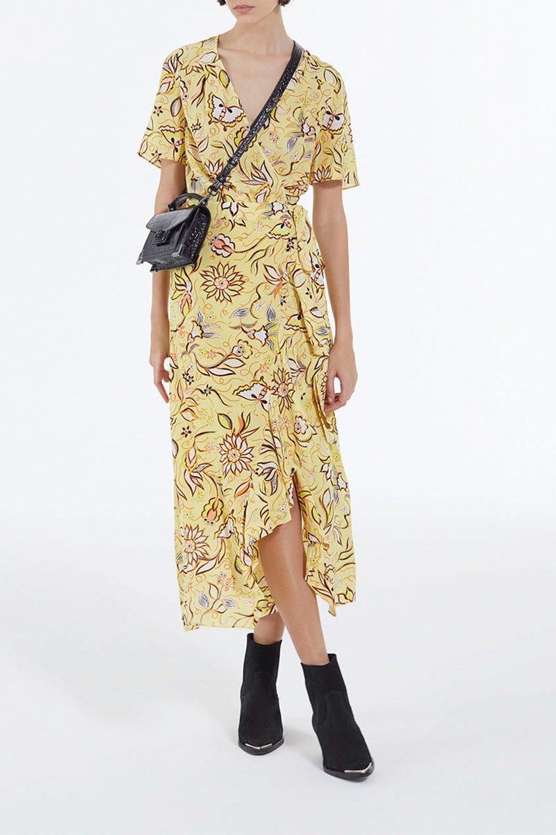 Robe portefeuille - Jaune et blanc