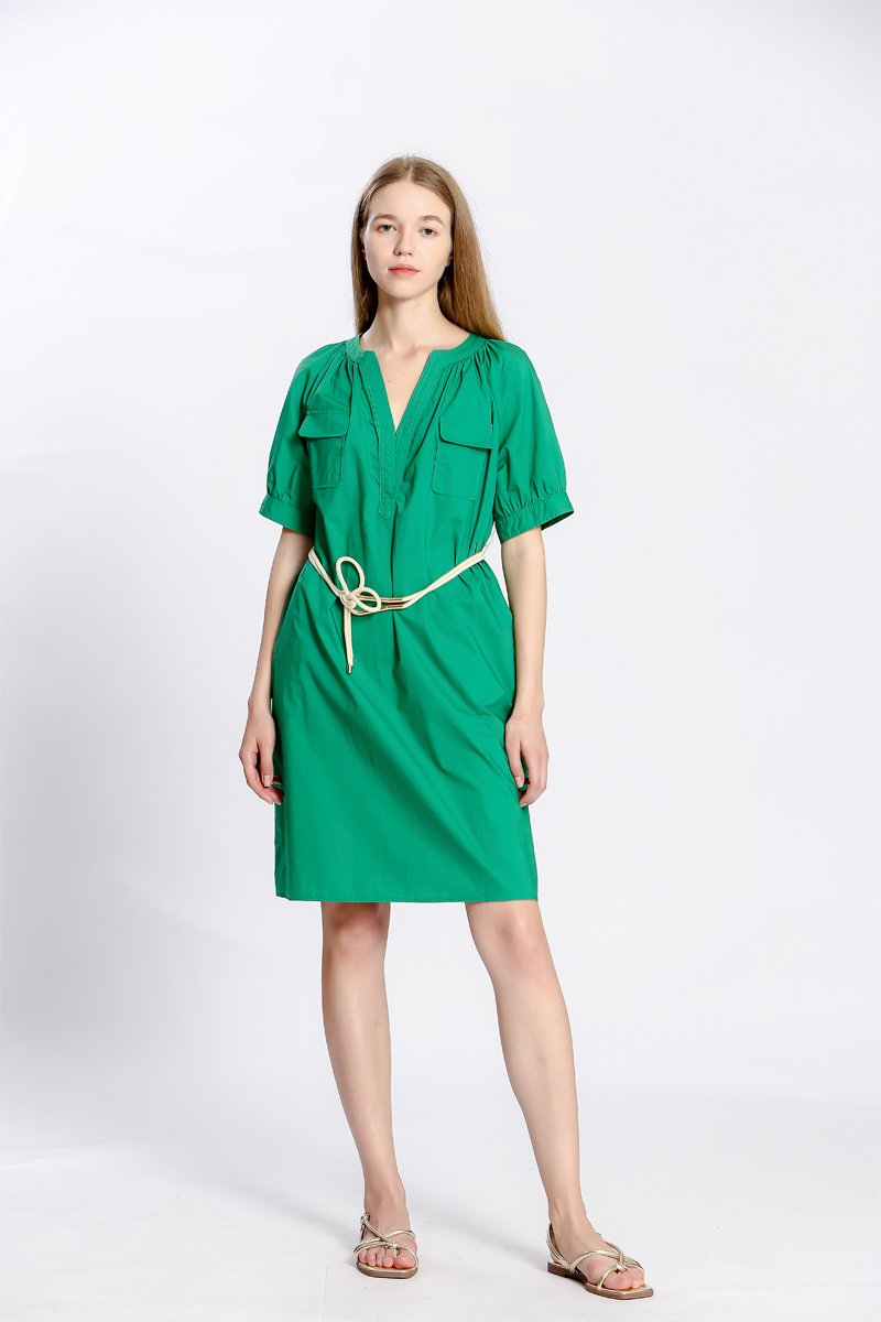 Robe trapèze - Vert - 100% coton