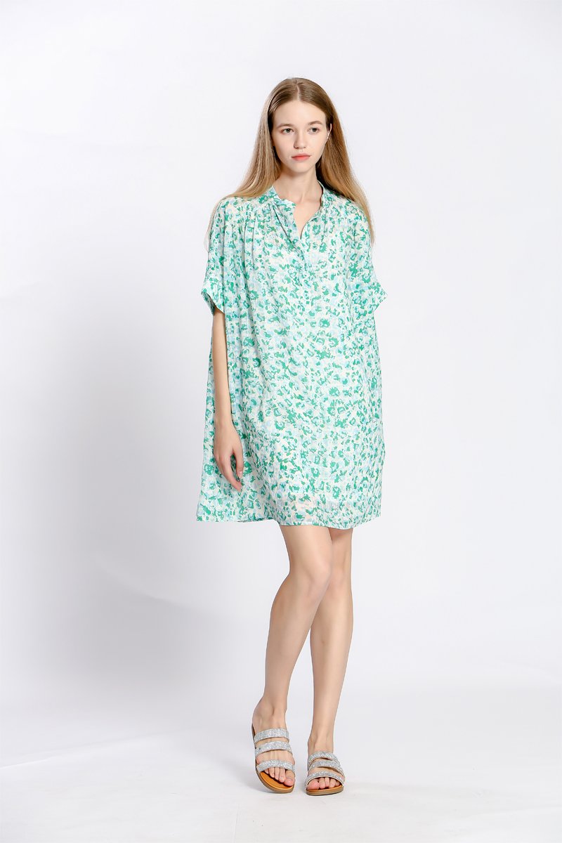 Robe trapèze - Vert et blanc