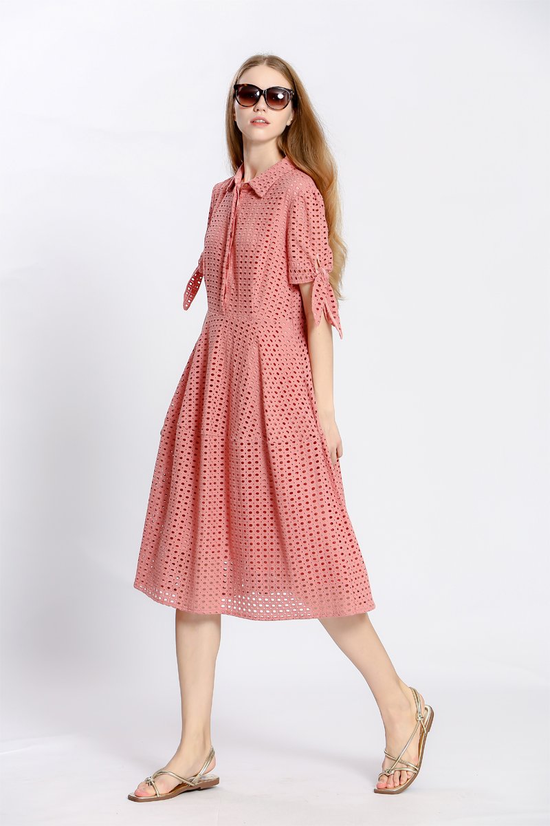 Robe midi - Rose - 100% coton