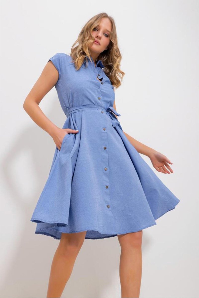 Robe chemise - Bleu