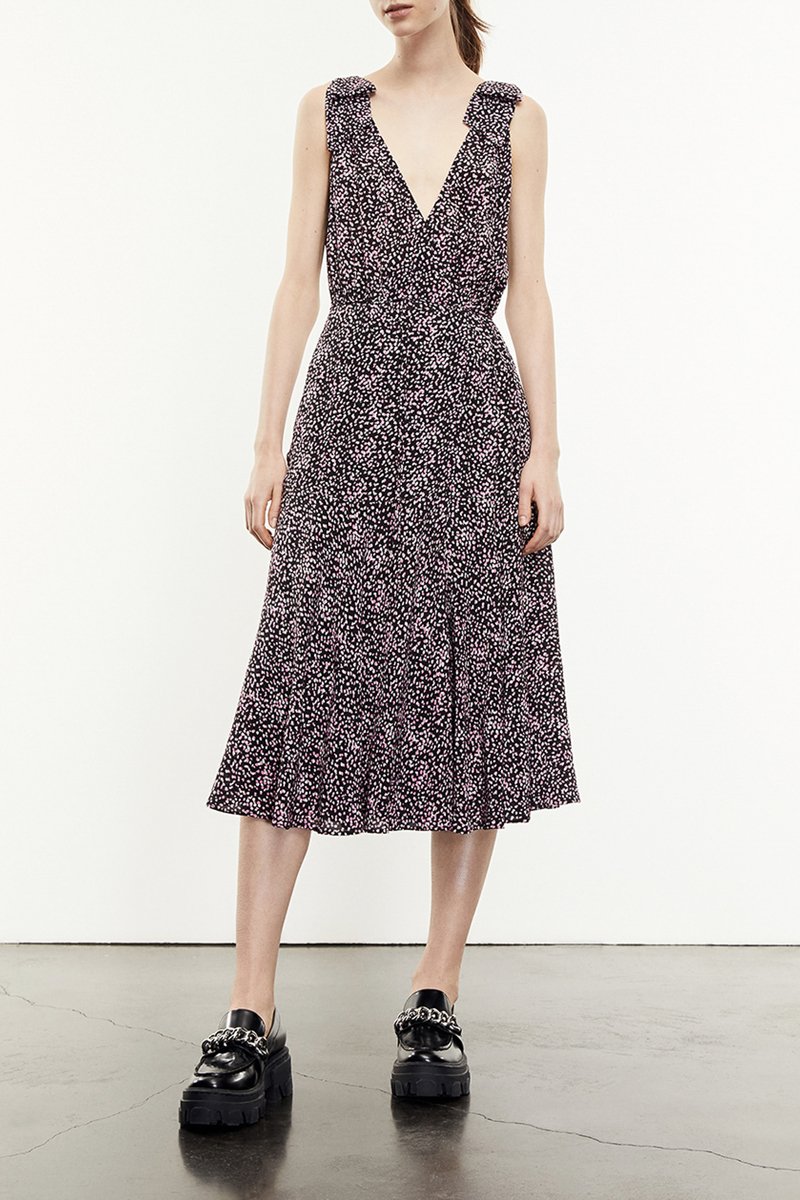 Robe midi - Rose et noir