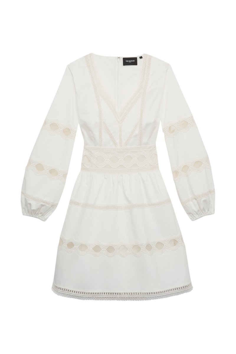 Robe patineuse bi-matière - Ecru