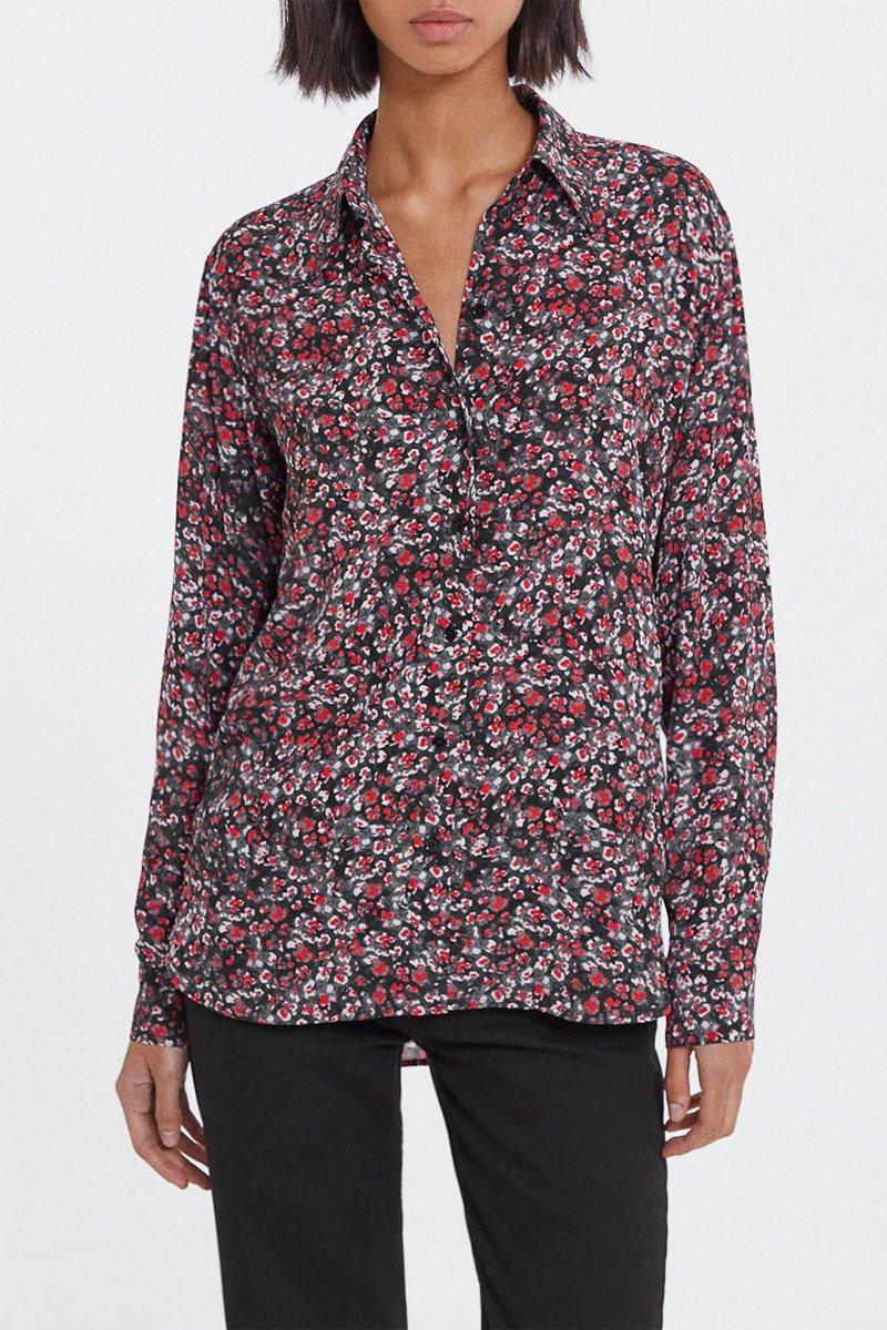 Chemisier - Rouge et gris foncé