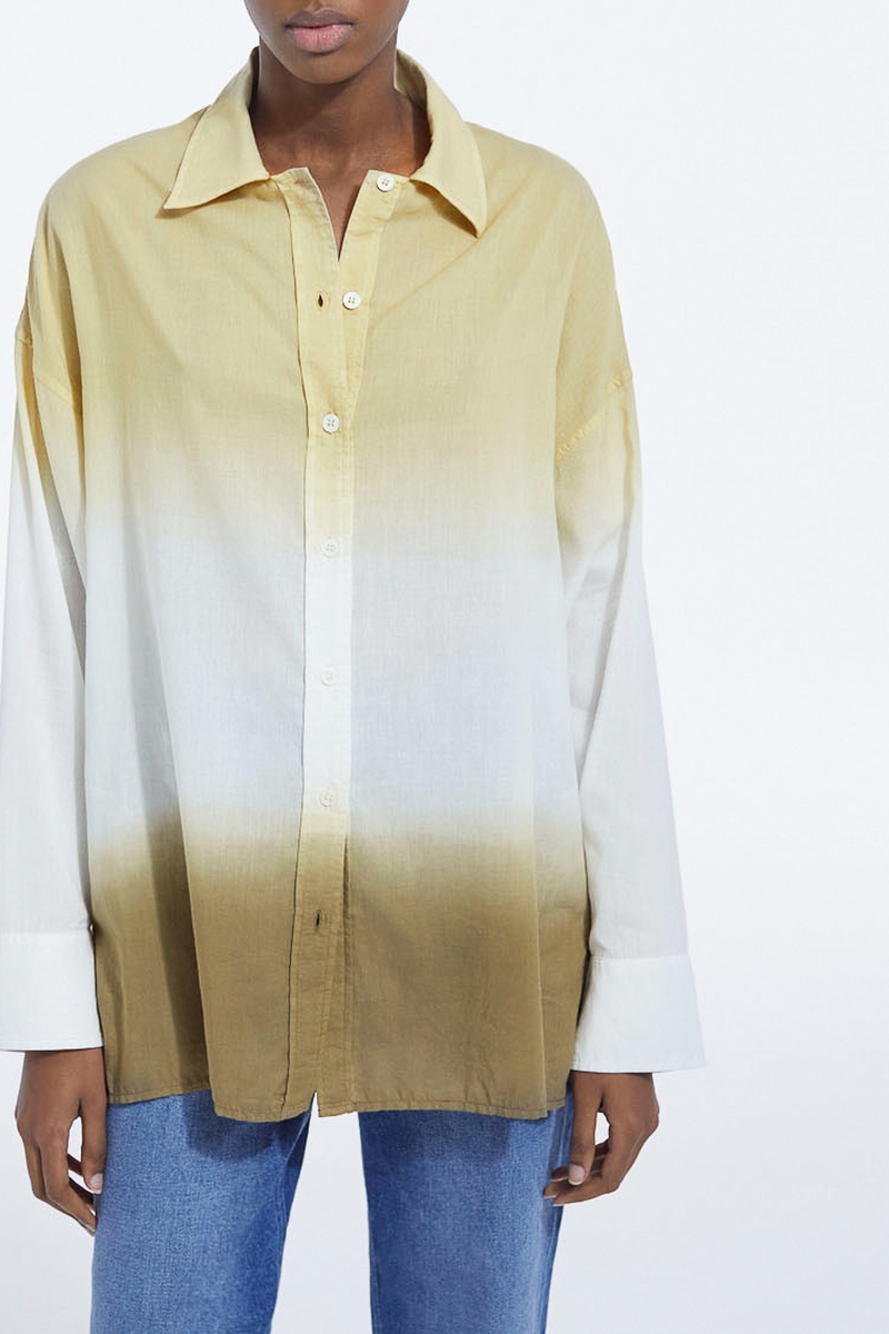 Chemise dip and dye - Beige et blanc