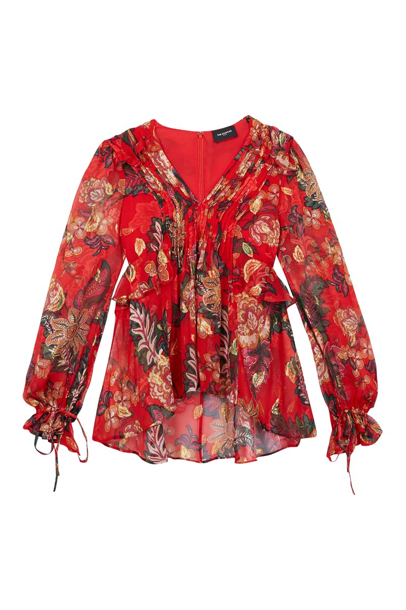 Blouse en soie - Rouge