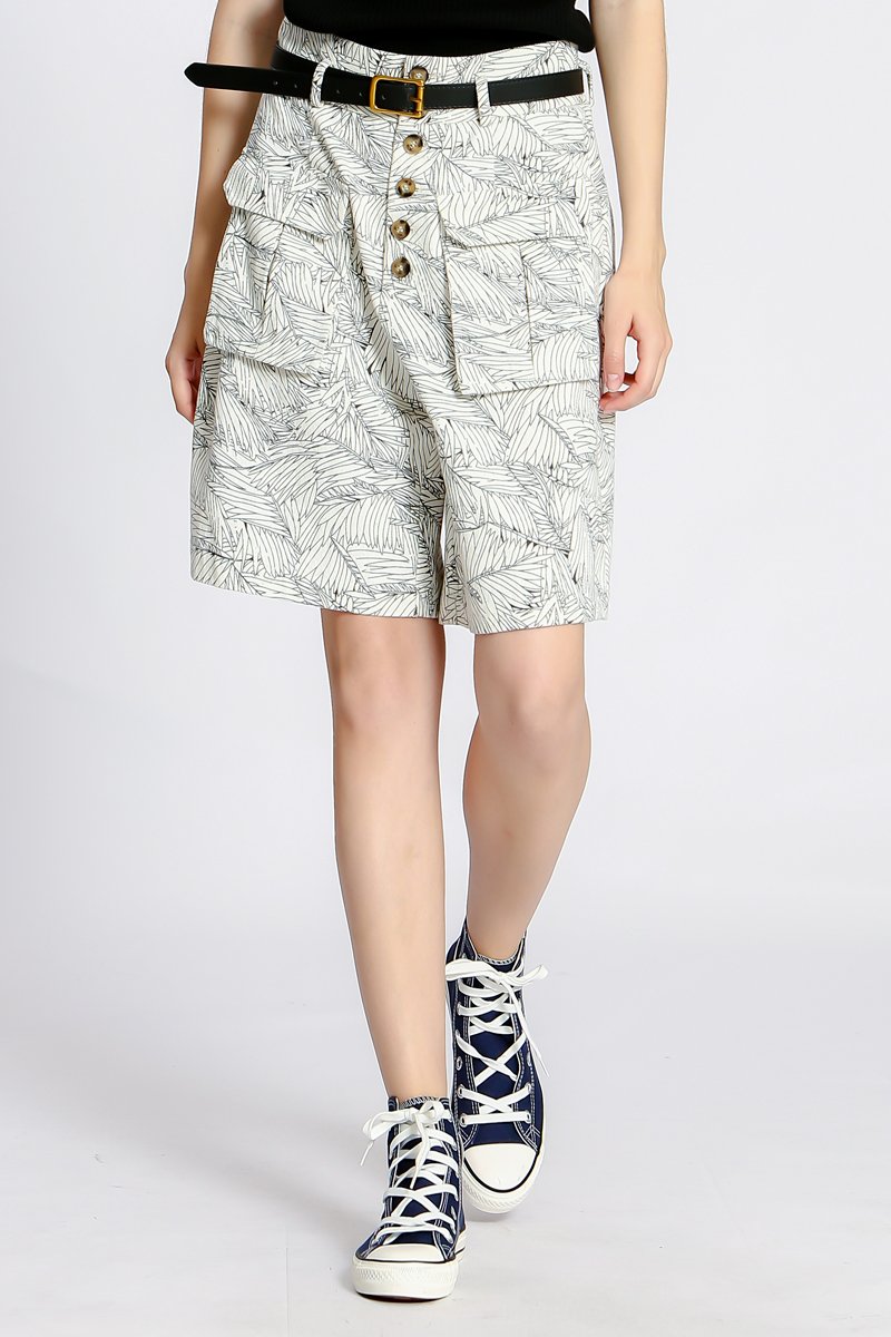 Short taille haute - Ecru - 100% coton