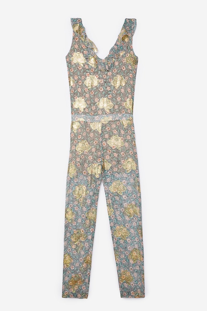 Combinaison en soie - Jaune et bleu