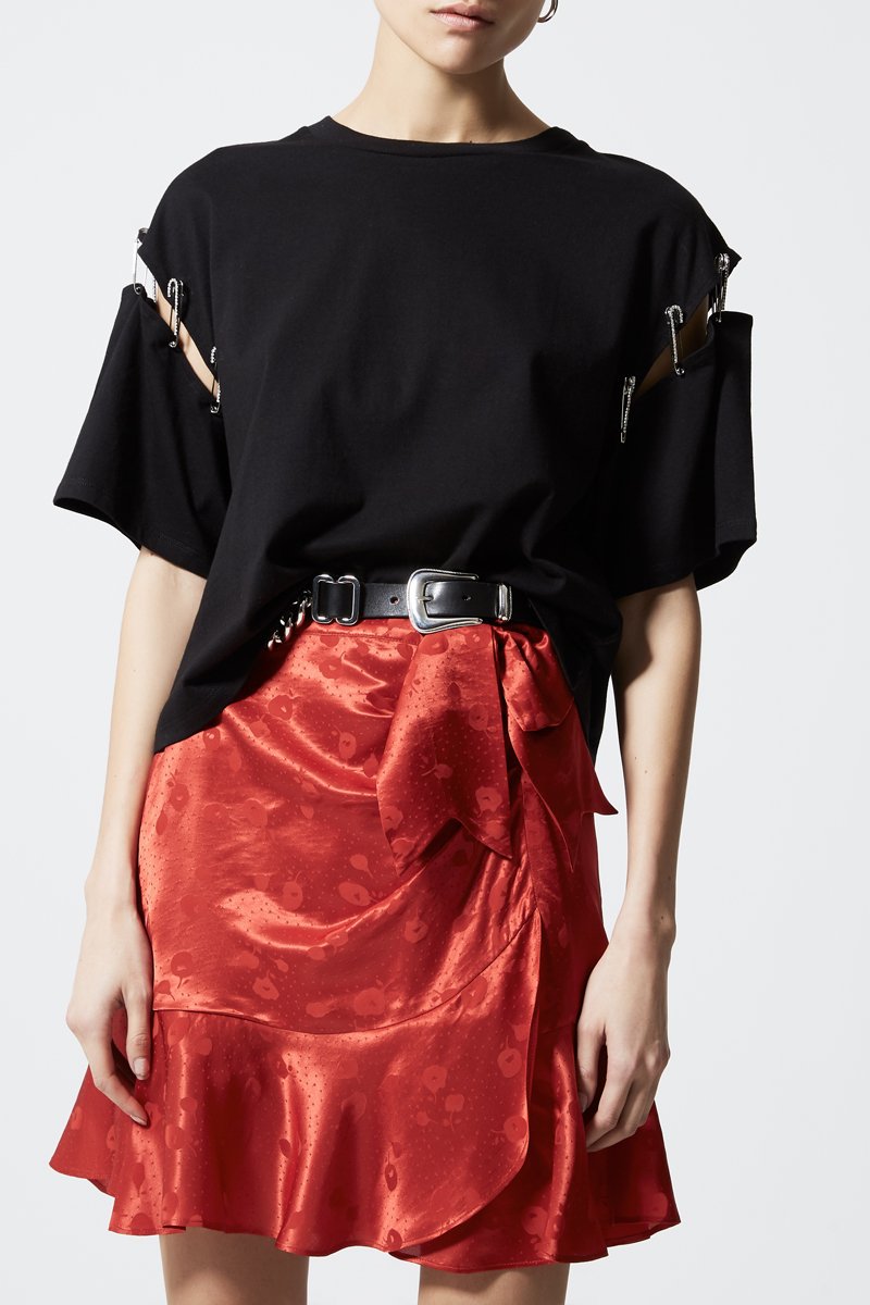 Minijupe en soie - Rouge