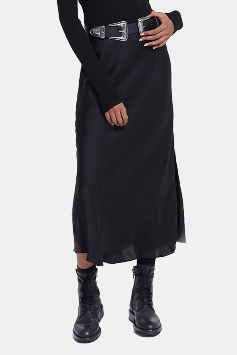 Jupe longue satinée - Noir