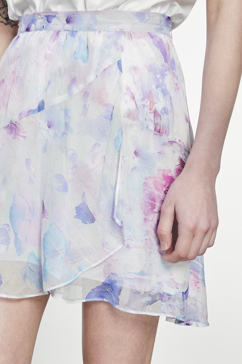 Jupe patineuse taille haute - Blanc