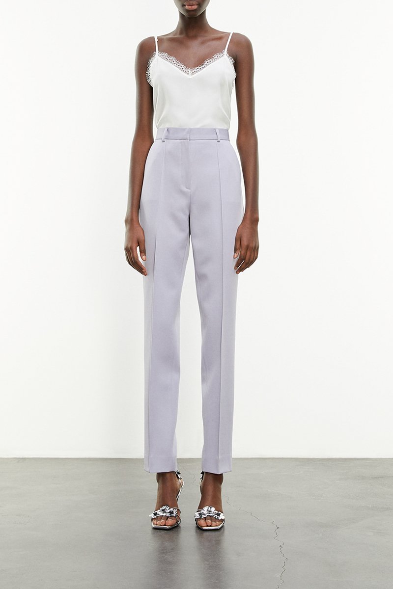 Pantalon droit 100% laine - Mauve