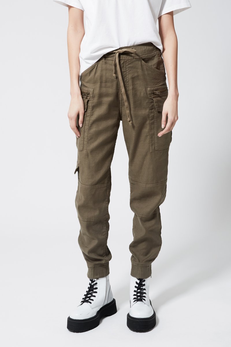 Pantalon cargo en lin - Kaki