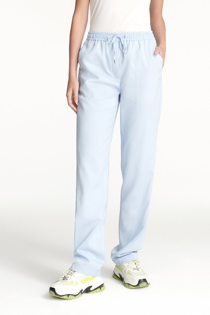 Pantalon droit en laine - Ciel