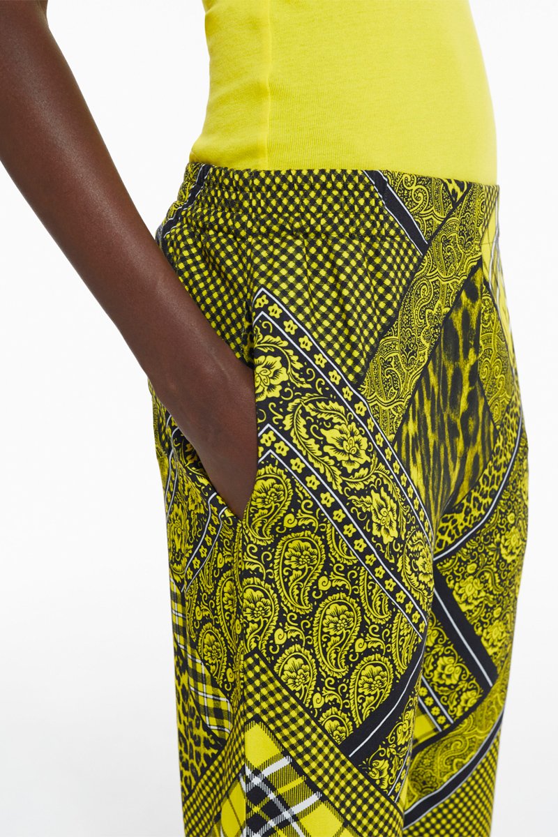 Pantalon droit - Noir et vert citron