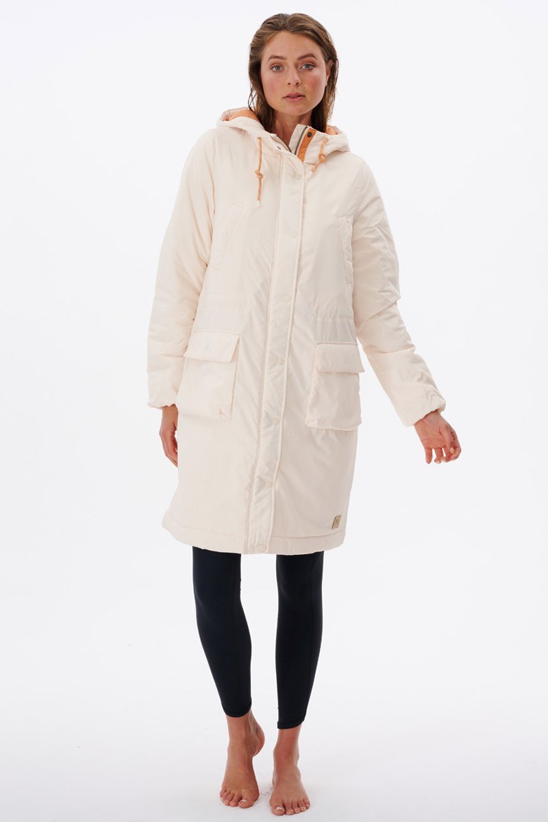 Parka longue à capuche SWC Weekender - Blanc cassé