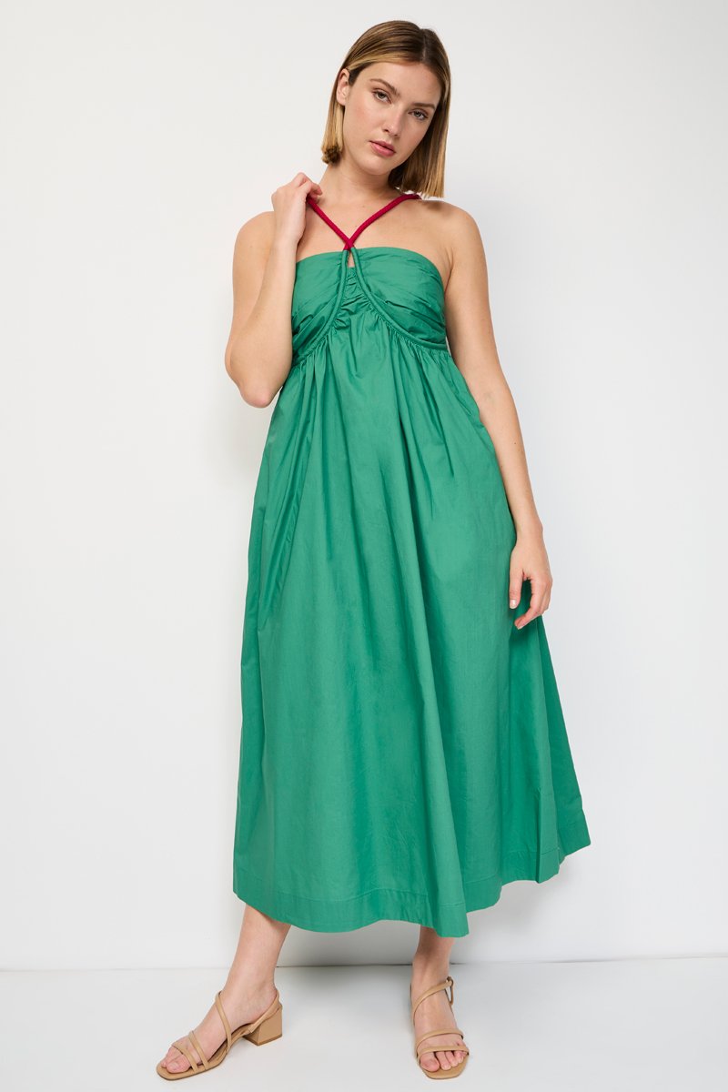 Robe midi - Turquoise - 100% coton