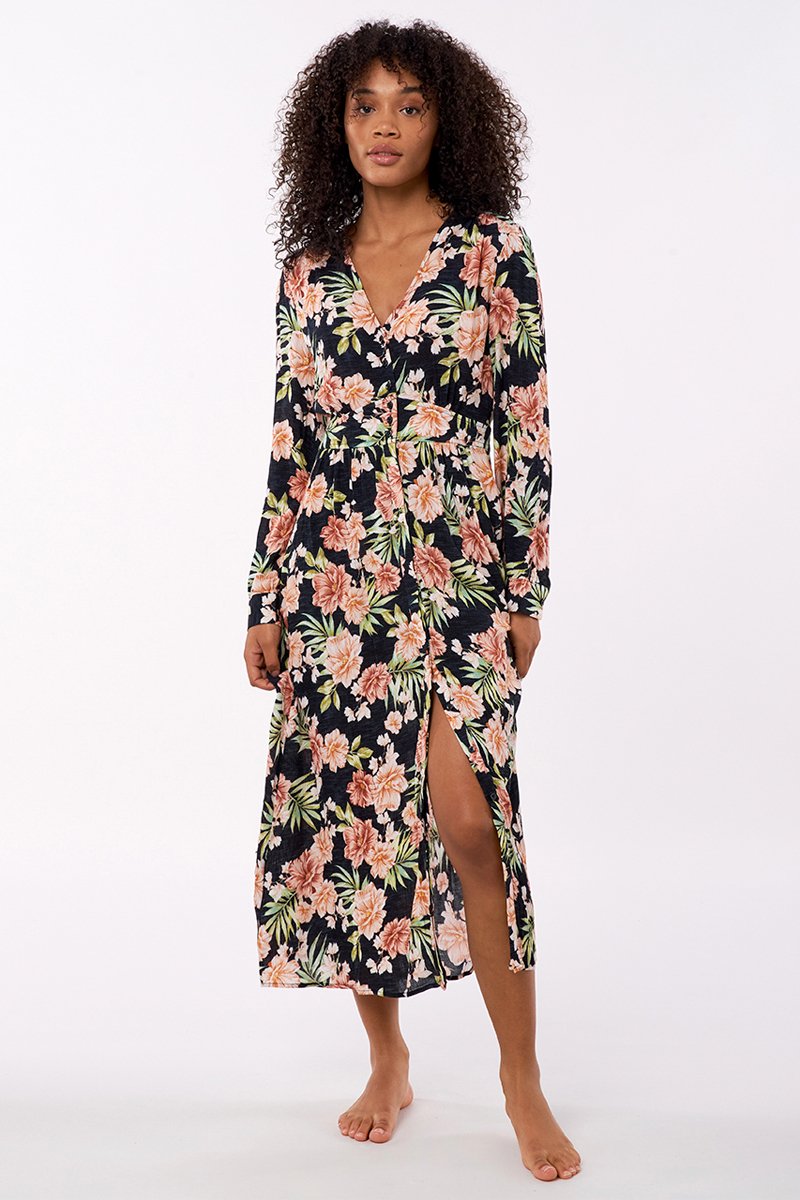 Robe longue Sol Seeker Noir et rose