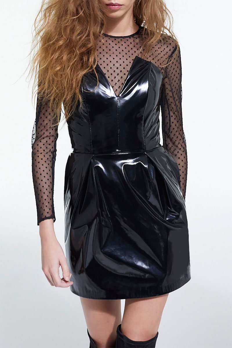 Robe bi-matière - Noir