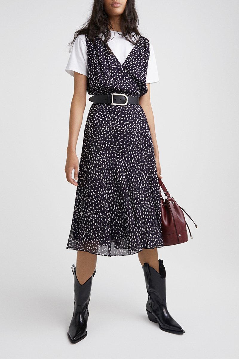 Robe portefeuille - Bleu marine et blanc