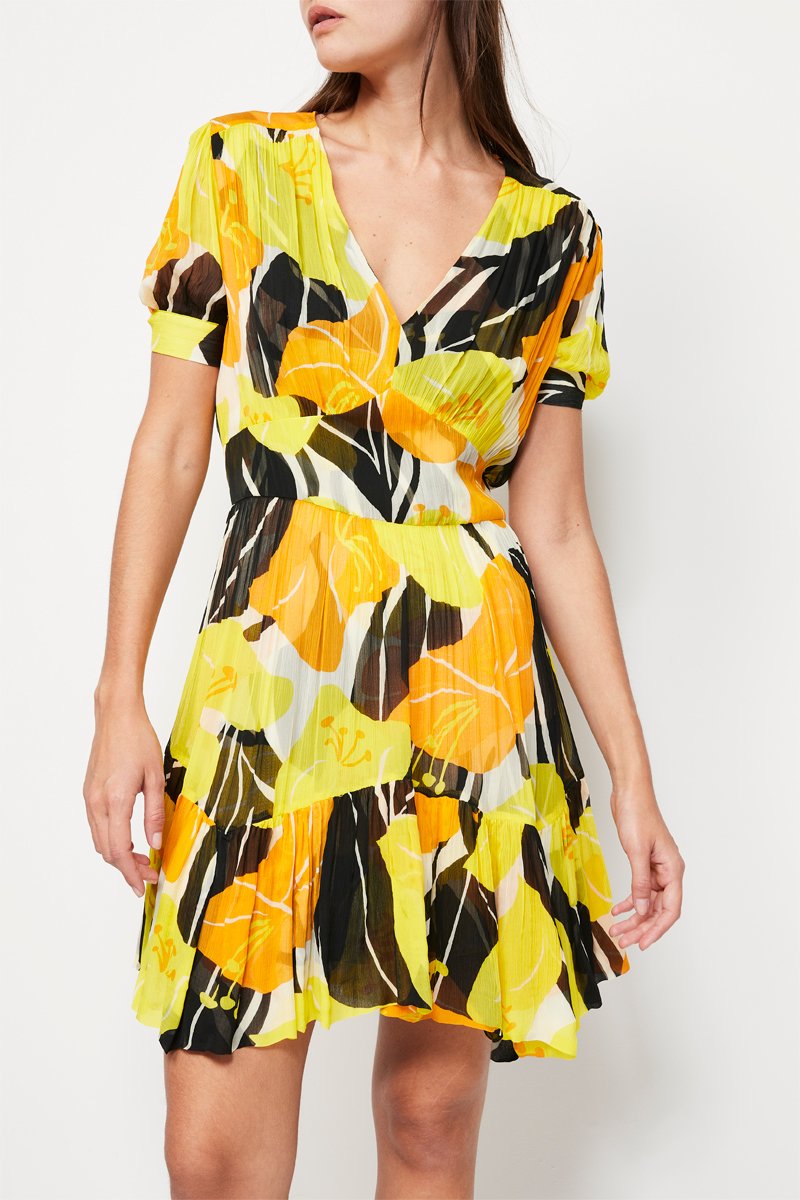 Robe patineuse - Jaune et blanc