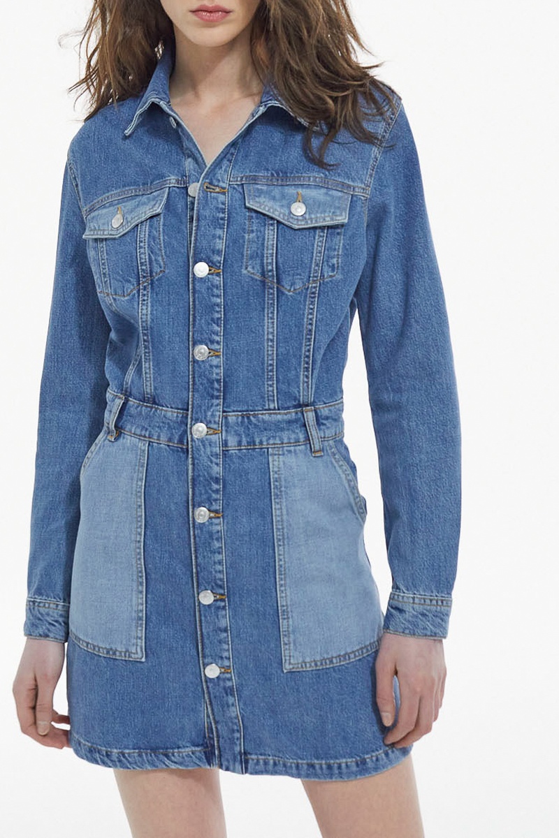 Robe courte en jean - Bleu