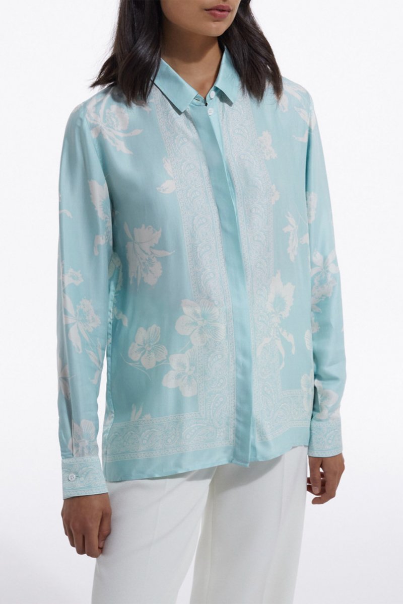 Chemisier - Bleu clair et blanc