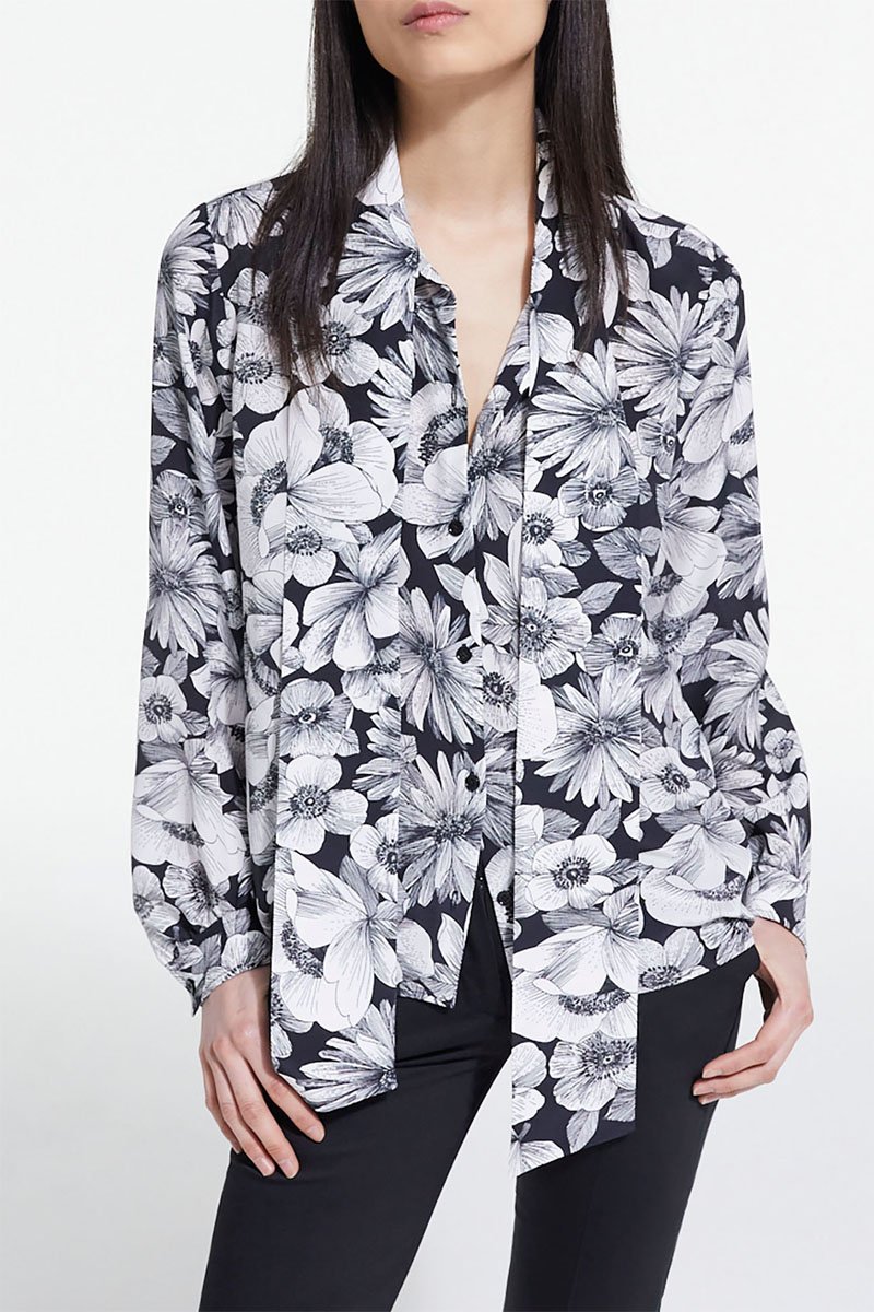 Chemisier en soie - Noir et blanc