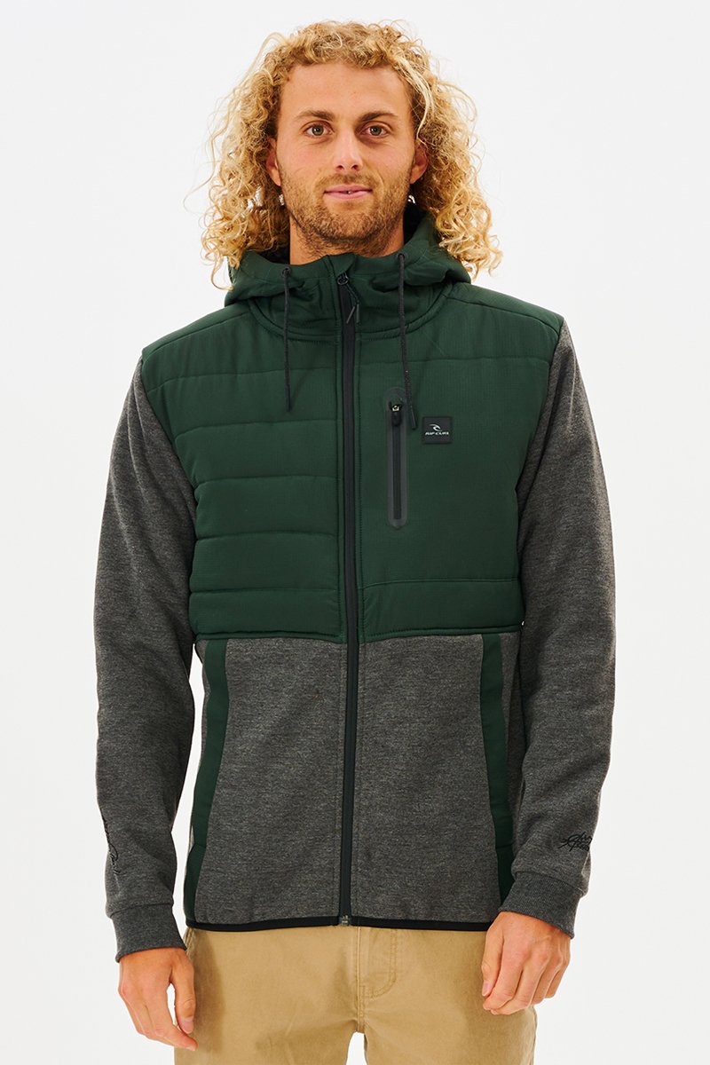 Sweat à capuche Anti Series Heatseeker - Vert forêt et gris chiné