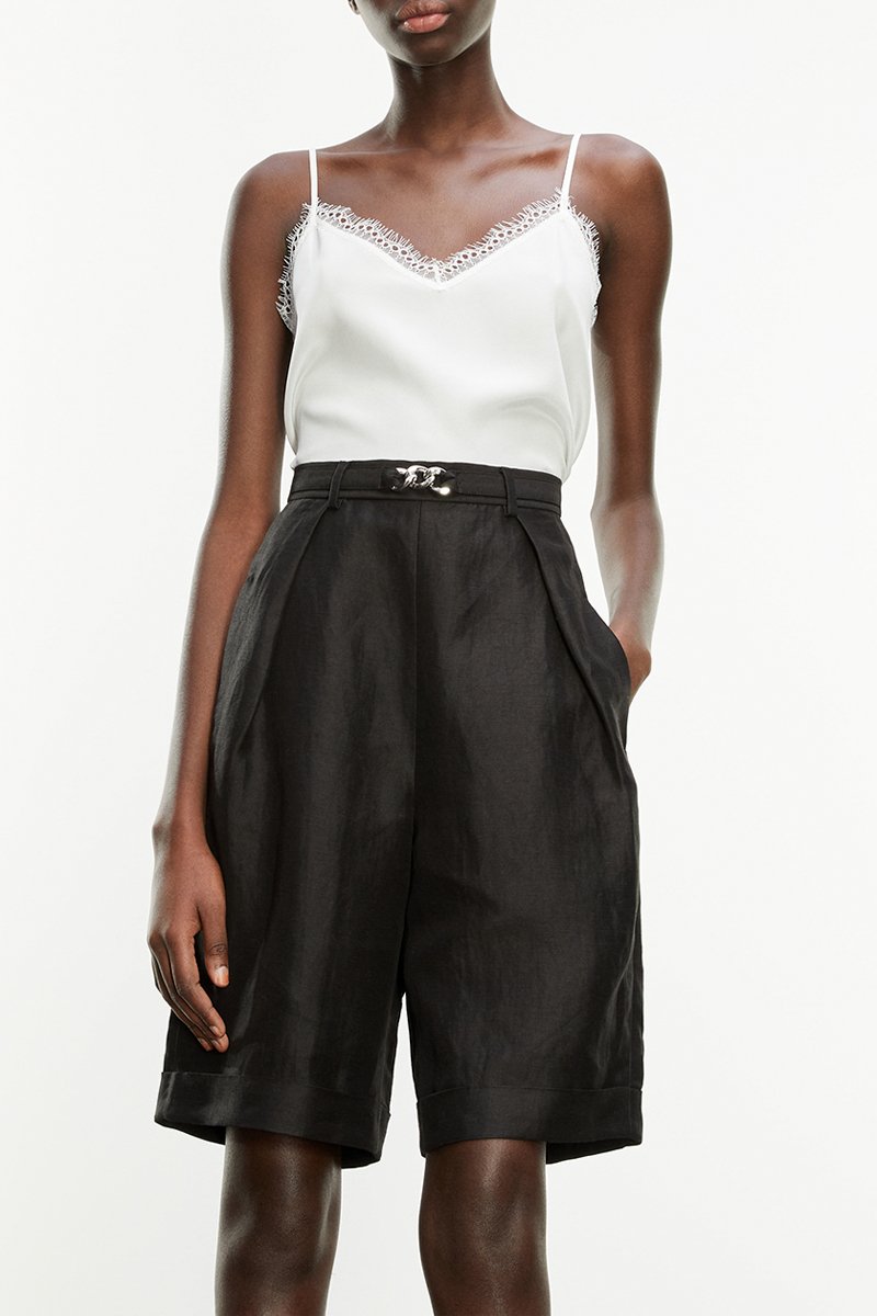 Bermuda en lin - Noir