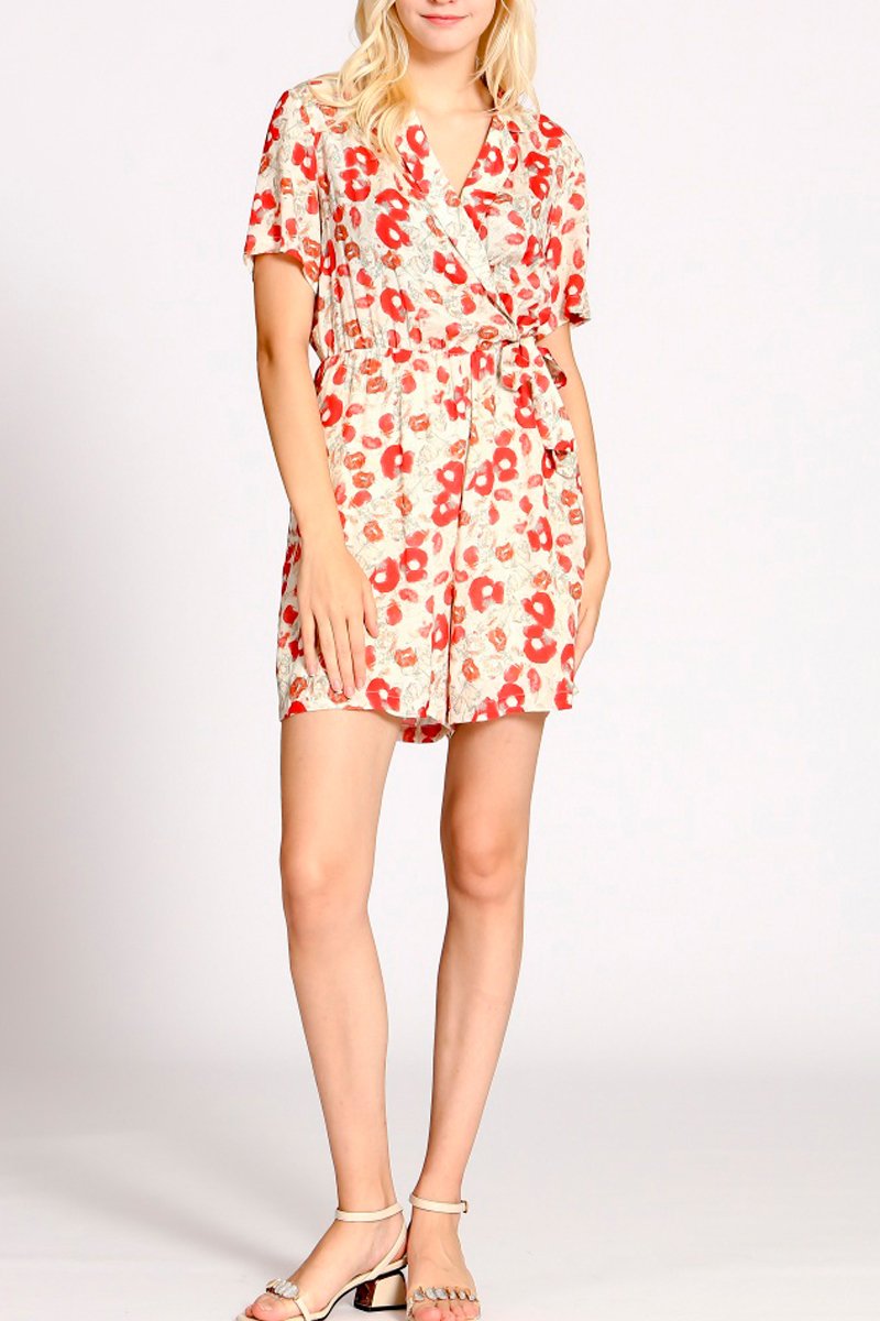 Combishort - Beige et rouge