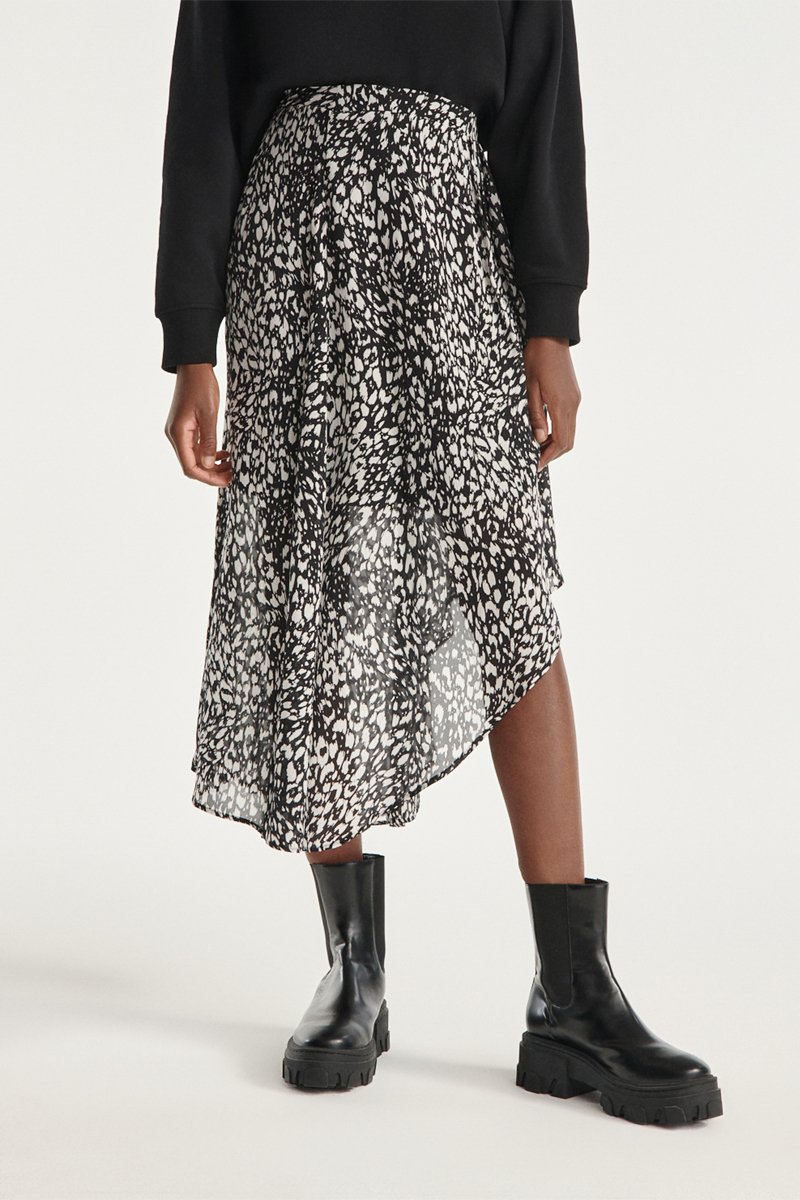 Jupe asymétrique taille haute - Noir et écru