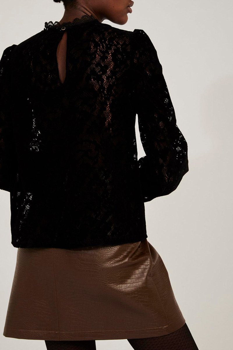 Blouse en dentelle Noir