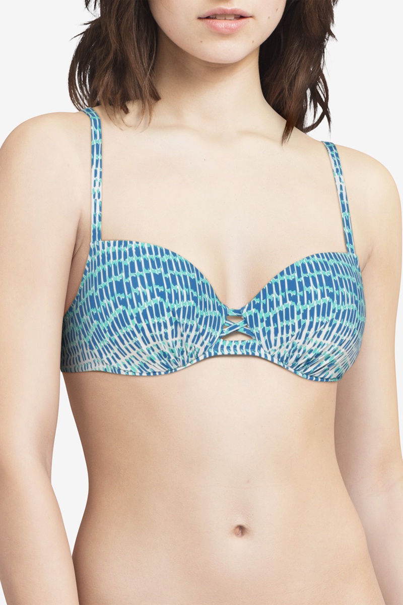 Haut de maillot coques Shades - Bleu marine et écru - Chantelle