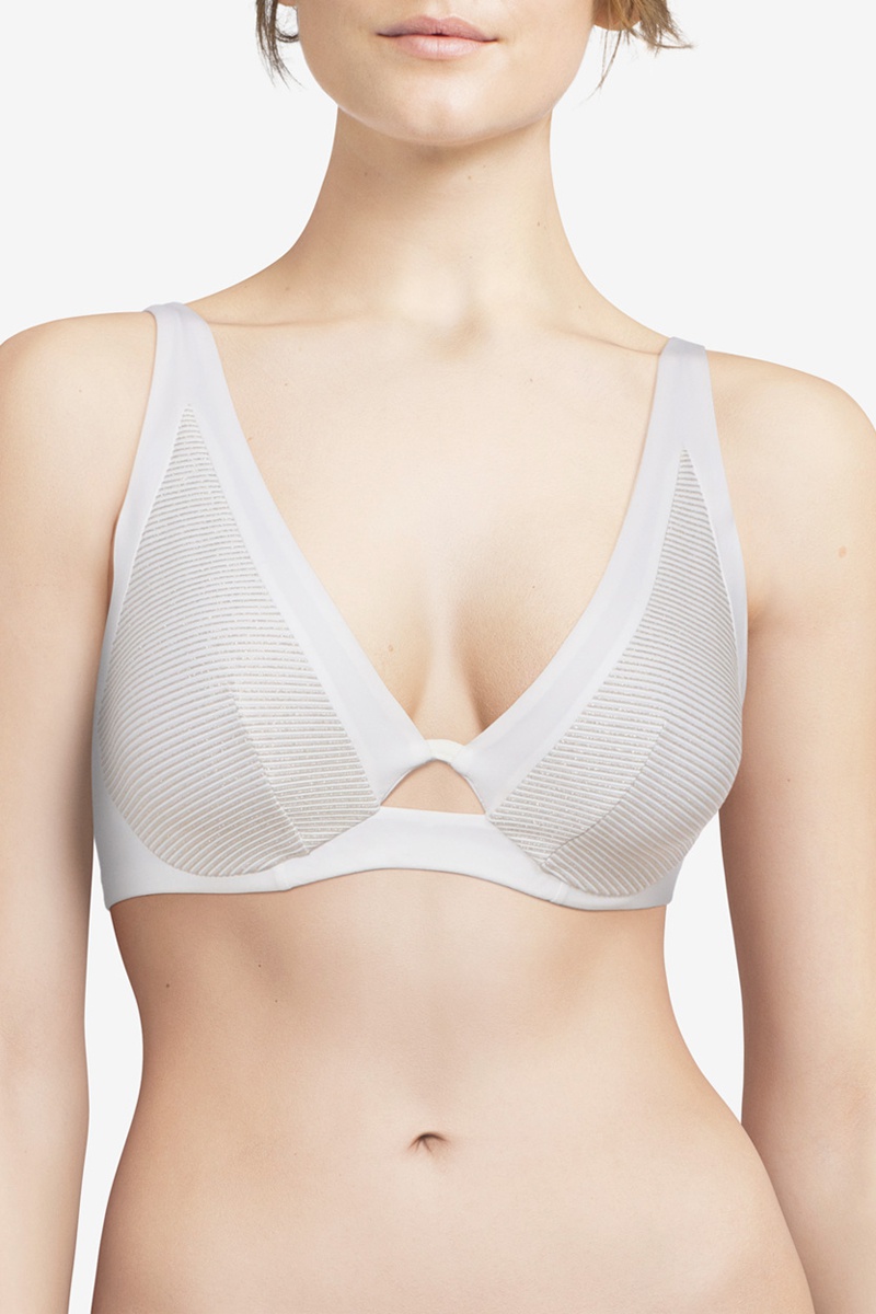 Haut de maillot rayé Vibrant - Blanc et doré - Chantelle